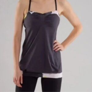 ❤️ Lululemon Pure Focus Tank 4 Citron Tinted Canvas gray A7